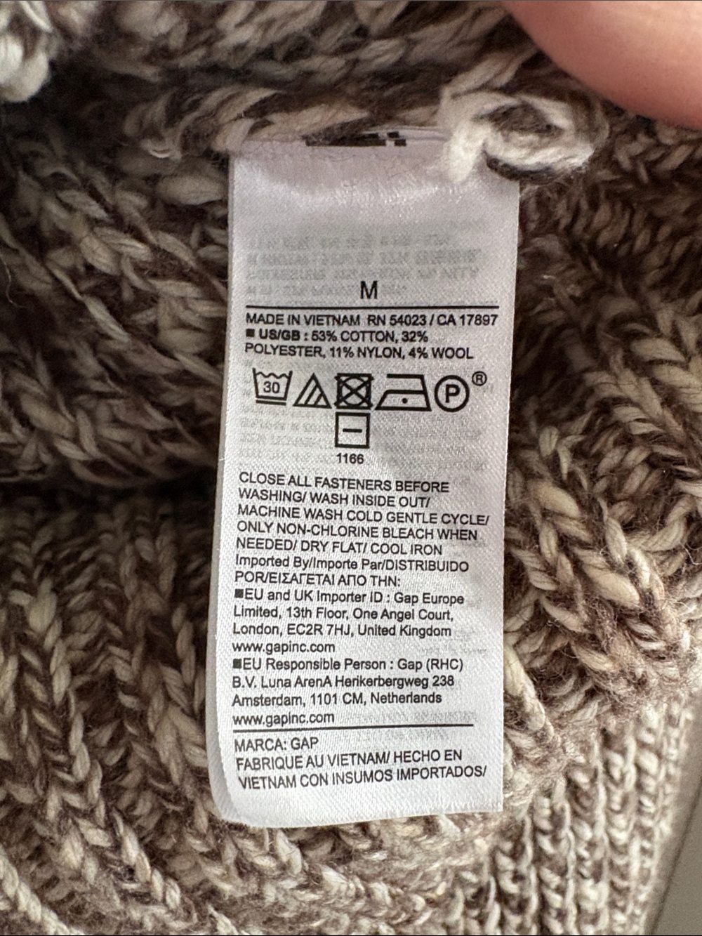 Gap Women's Marled Cream Taupe V-Neck Chunky Fall Knit Sweater cropped Cardigan - Picture 3 of 6